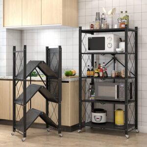 5 tier Big Size Foldable Kitchen Rack with wheels.