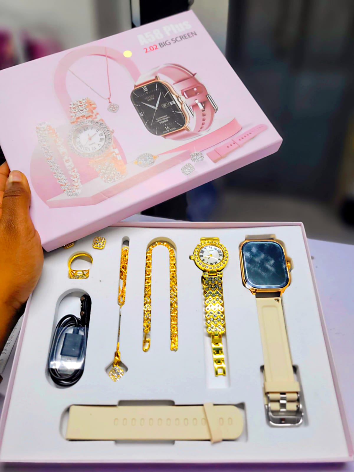A58 Plus Smart Watch plus Bracelet Combo Set
